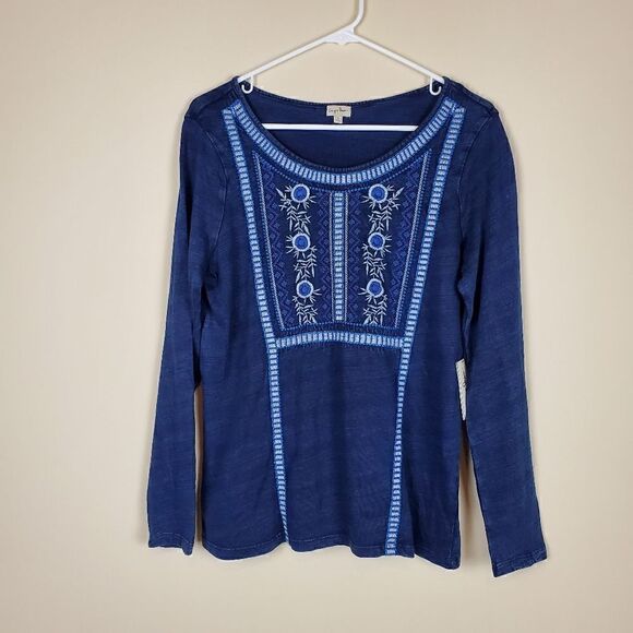Chip & Pepper Indigo Blue Embroidered Long Sleeve Top - Picture 1 of 8